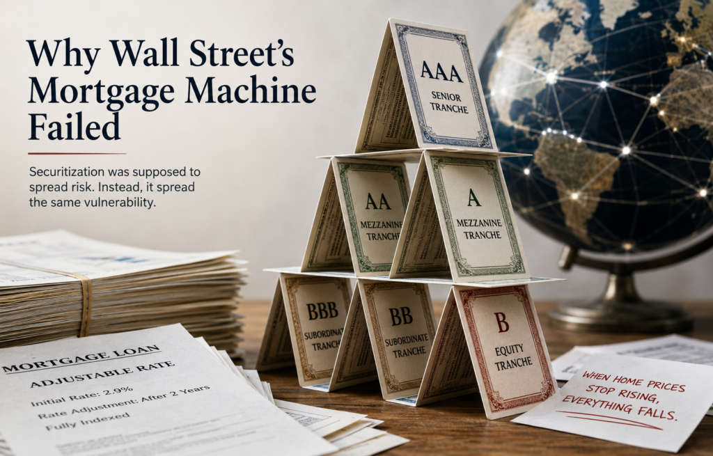 Mortgage securitization created a house of cards waiting to fall, and the 2008 mortgage crisis revealed its failings.